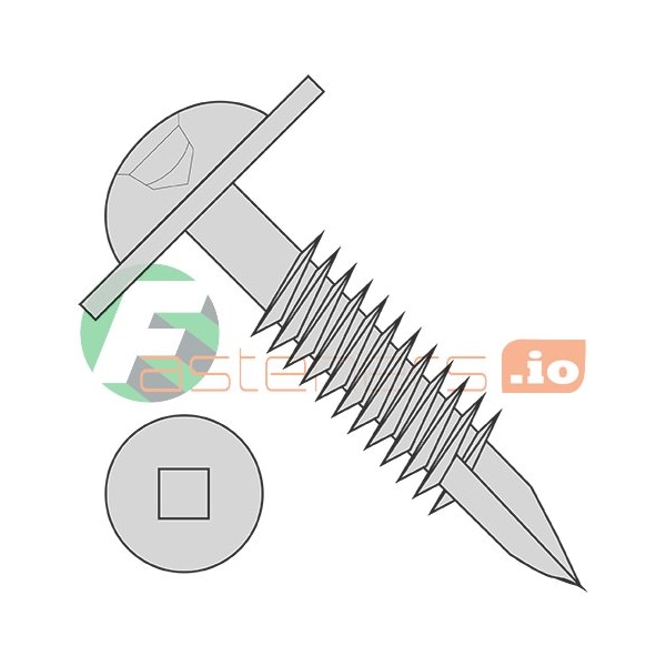 Newport Fasteners Wood Screw, #7, 1-1/4 in, Plain Steel Flange Round Head Square Drive, 8000 PK 298145 - main